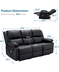 Aecojoy Recliner Couch with Massage&Heat Function, 3-Seat Wall Hunger Reclining Sofa