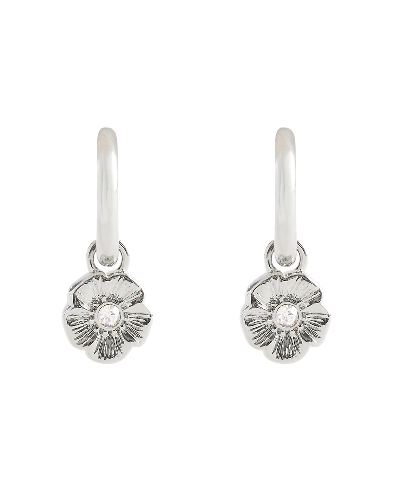 Coach Faux Stone Signature Tea Rose Huggie Earrings