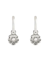 Coach Faux Stone Signature Tea Rose Huggie Earrings