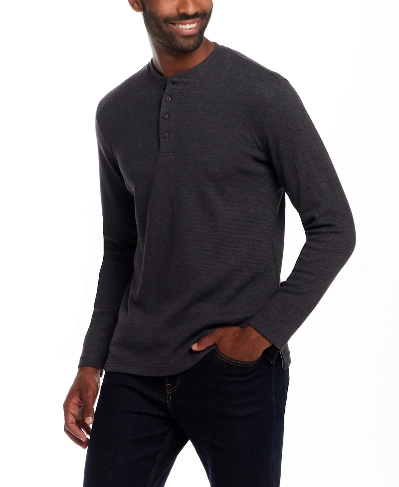 Weatherproof Vintage Men's Long Sleeve Waffle Henley Neck T-Shirt