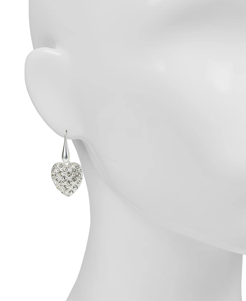 Patricia Nash Glass Stone Worn Silver-Tone Heart Drop Earrings