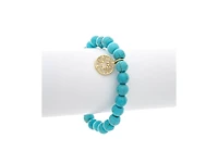 Turquoise Beaded Stretch Bracelet with Starburst Charm