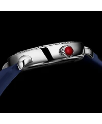 Stuhrling Elegant Women s 40mm Dress Watch – Model 4068, Blue Satin Leather Band, Crystal Accents