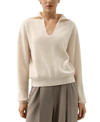 Lilysilk Women's Ribbed Cashmere Polo Sweater
