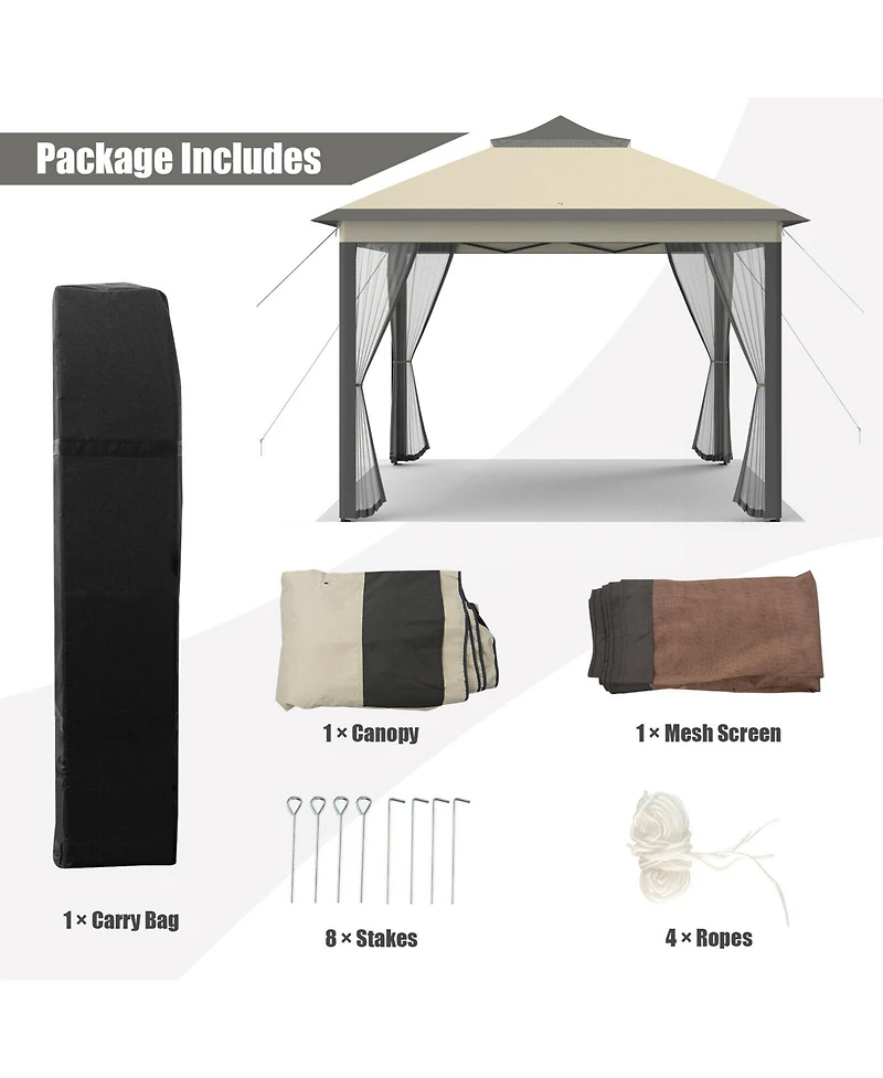 Gymax 11 x ft Pop up Gazebo 2-Tier Patio Canopy Tent Shelter w/ Carrying Bag