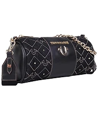 True Religion Studded Denim Zip Top Barrel Bag