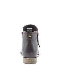 Spring Step Oziel Leather Bootie with Decorative Zipper and Chunky Sculpted Heel