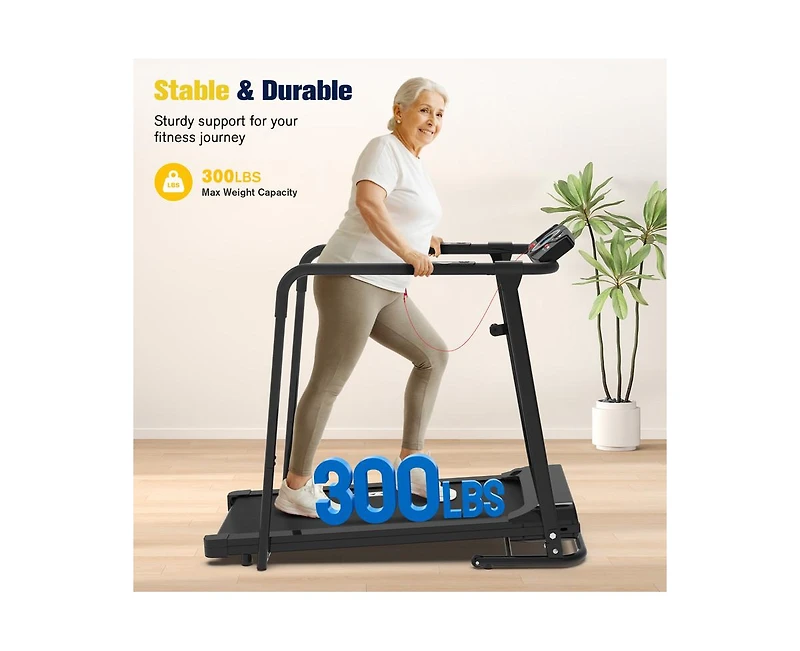 Redliro Walking Treadmill with Long Handrails 300lbs Capacity Recovery Fitness Exercise Machine for Seniors