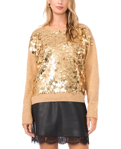 Vince Camuto Women's Multi Paillette Crewneck Sweater