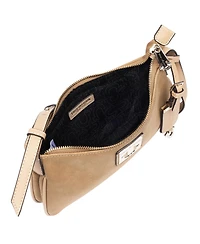 True Religion Logo Plaque Suede Shoulder Bag