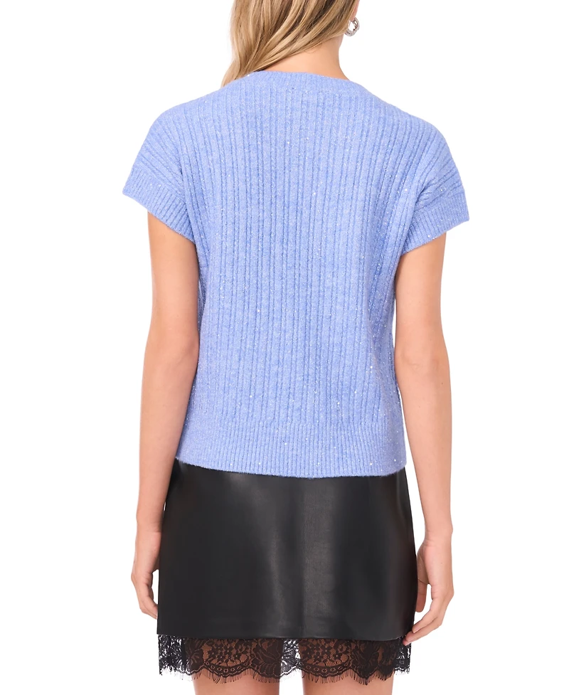 Vince Camuto Women's Lurex Short Sleeves Sweater