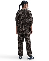 Nike Women's Phoenix Fleece Oversized Printed Crew-Neck Sweatshirt