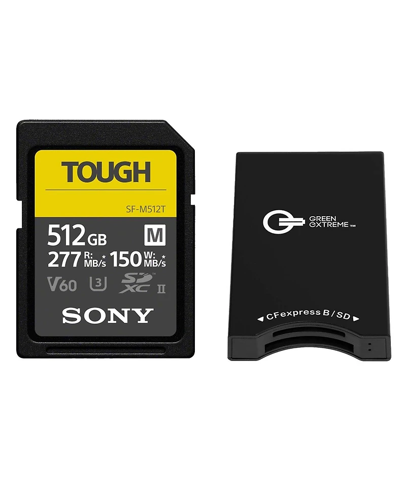 Sony Sf-m Series Tough 512GB Uhs-ii Sdxc Memory Card, Bundle with CFexpress Type-b and Sd Uhs-ii Card Reader