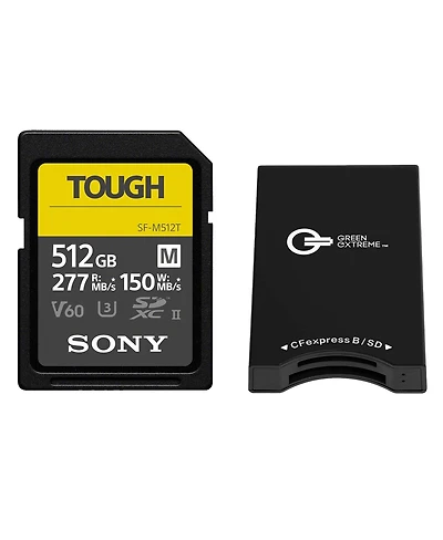 Sony Sf-m Series Tough 512GB Uhs-ii Sdxc Memory Card, Bundle with CFexpress Type-b and Sd Uhs-ii Card Reader
