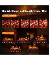 Cowsar 20" Freestanding Electric Fireplace Insert Log Set,Fireplace Insert Heater with 5 Flame Speeds and Brightness,Overheat Protection,750W/150