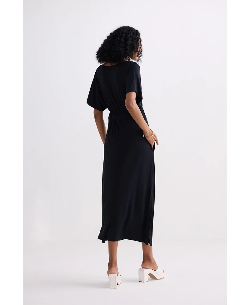 Reistor Women's Flowy A-Line Maxi Dress with Side Slits Black