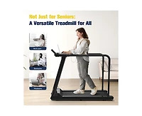 Redliro Walking Treadmill for Seniors with Long Handrails 300 lbs Capacity Recovery Fitness Exercise Machine Heart Rate Sensor for Home