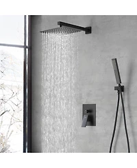 Rainsken Male Npt Matte Black Shower System, Shower Faucet Set for Bathroom Shower Fixtures with 12 Inch Rain Shower Head and Handheld