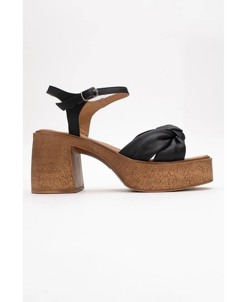 Forever & Always Shoes Tily Platform Wedge Leather Sandal (Women)
