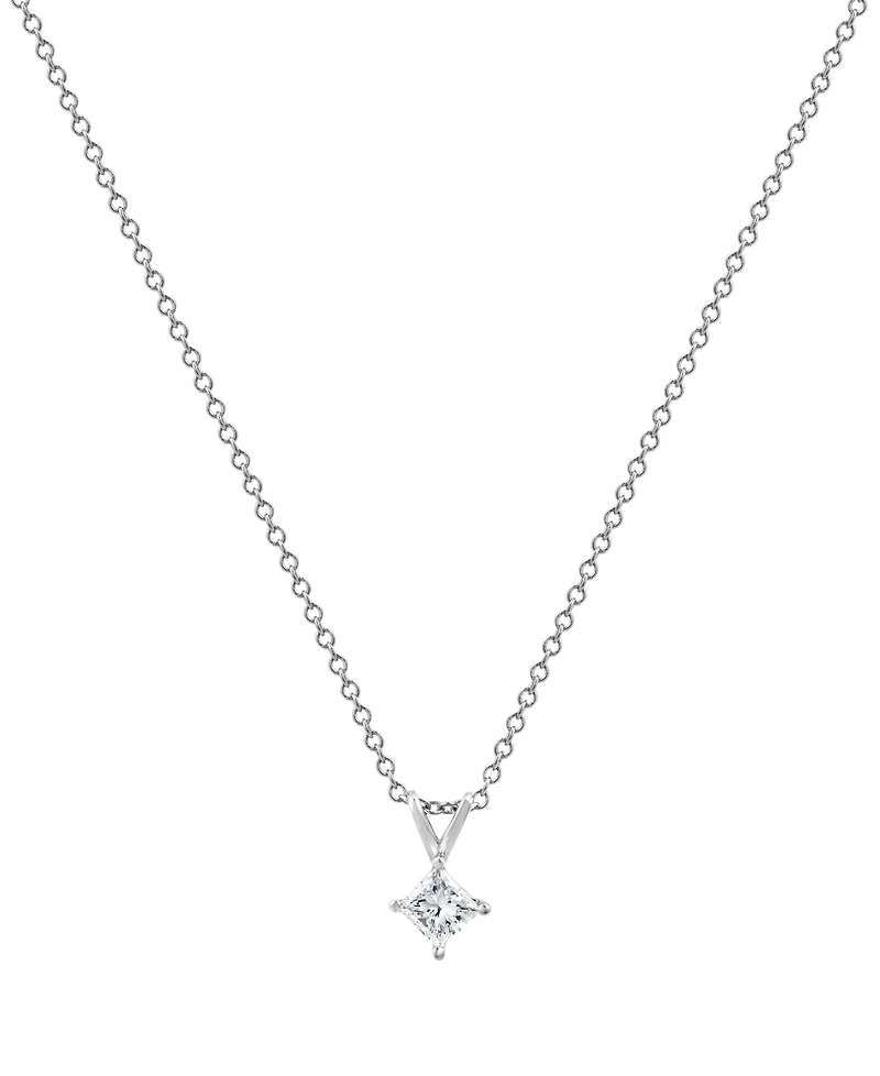 Macy's Certified Diamond Solitaire Pendant Necklace (1/2 ct. t.w.) in 14K White Gold