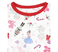 Max & Olivia 12M-5T Girls 3-Piece Snug Fit Holiday Long Sleeve T-Shirt, Pants and Socks Pajama Set