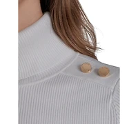 Halston Women's Ribbed 3/4-Sleeve Turtle Neck Top