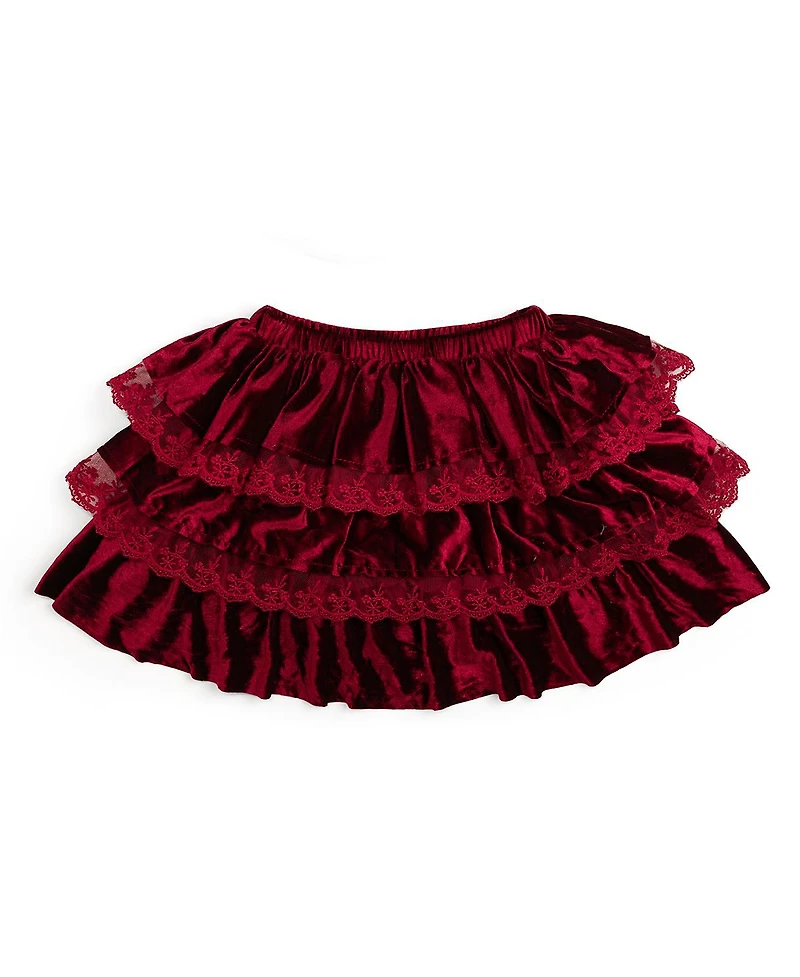 Sweet Wink Baby Girls Ruby Red Velvet Tiered Christmas Tutu Skirt