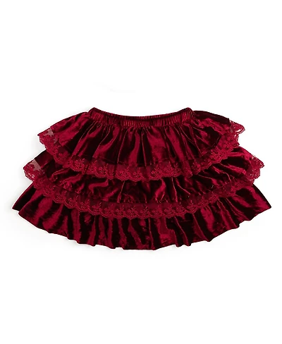 Sweet Wink Baby Girls Ruby Red Velvet Tiered Christmas Tutu Skirt