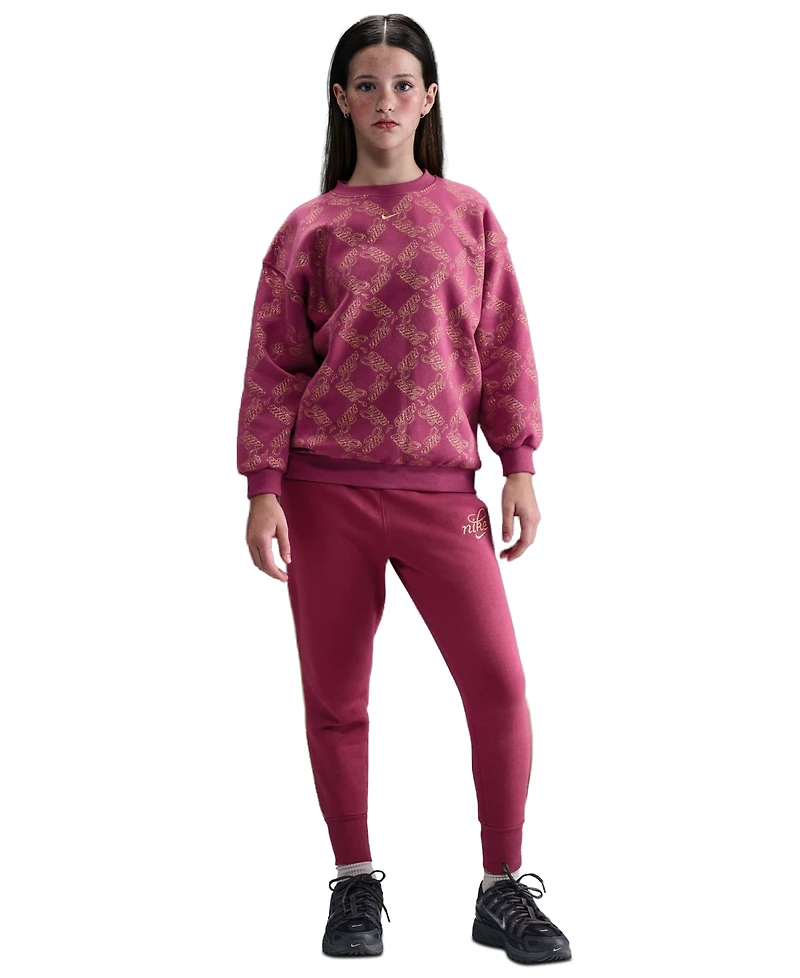 Nike Girls 7-16 Oversized Fleece Crewneck Sweatshirt