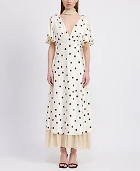 En Saison Women's Floretta Polka Dots Printed A-line Maxi Dress