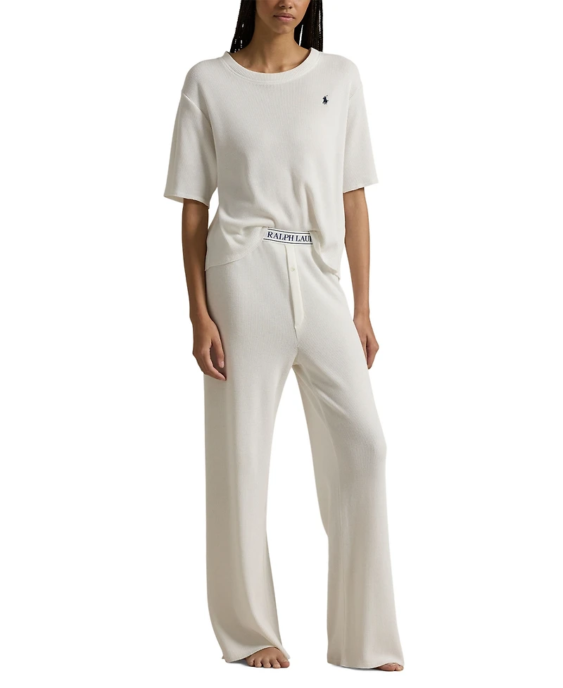 Polo Ralph Lauren Women's 2-Piece Waffle-Knit Top and Pants Pajama Set