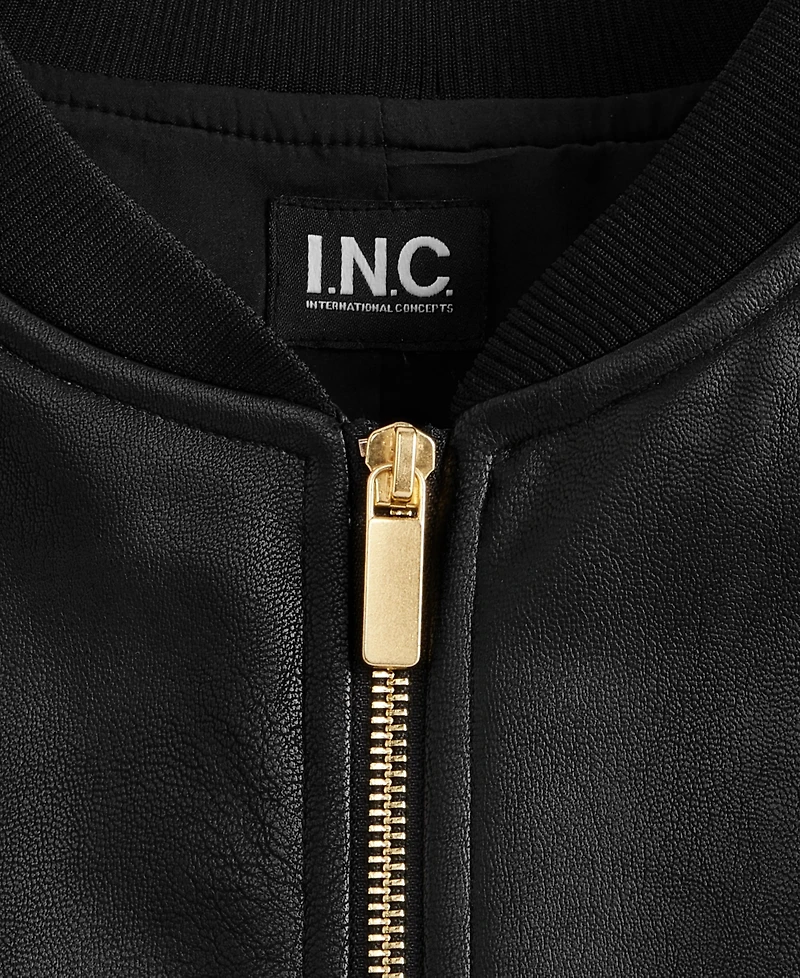 I.n.c. International Concepts Women's Faux-Leather Bomber Jacket, Macy's Exclusive