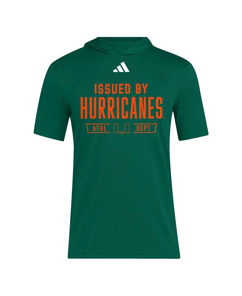 Adidas Men's Green Miami Hurricanes 2025 Areoready Sideline Training Hooded T-Shirt