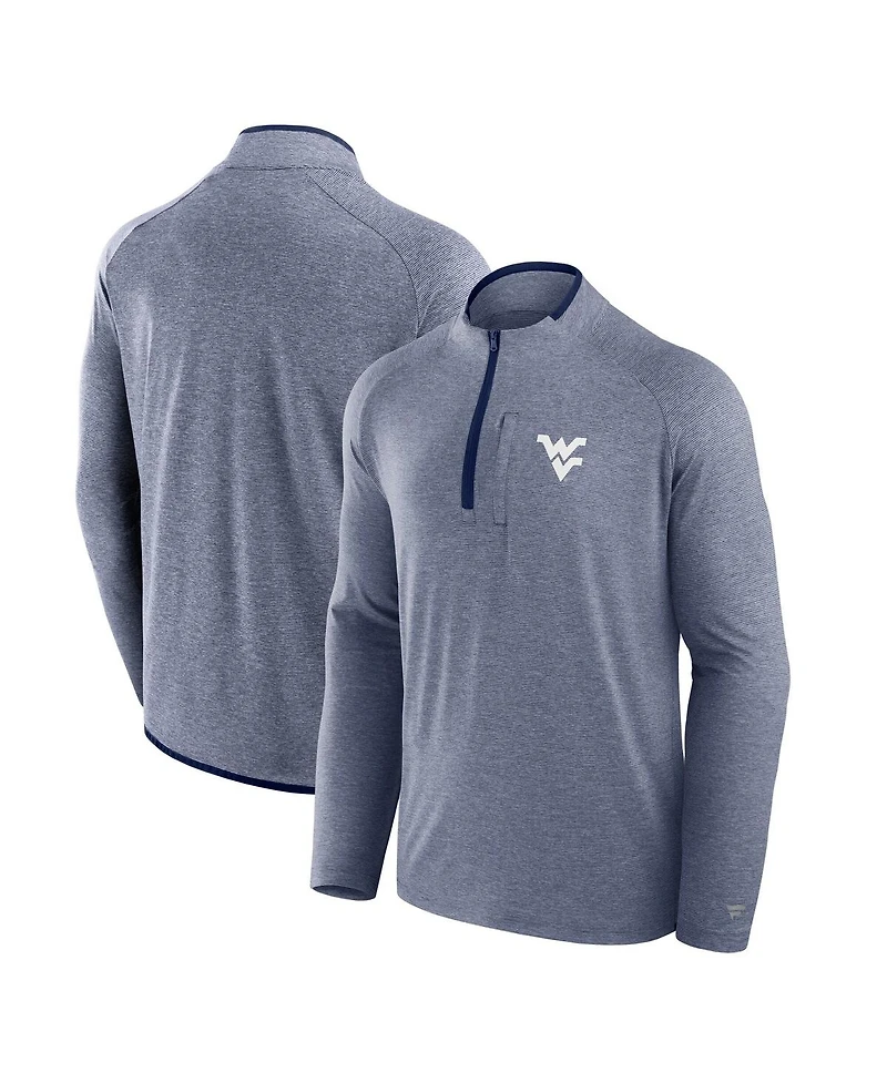 Fanatics Men's Navy West Virginia Mountaineers Mock Neck Half-Zip Pullover Jacket