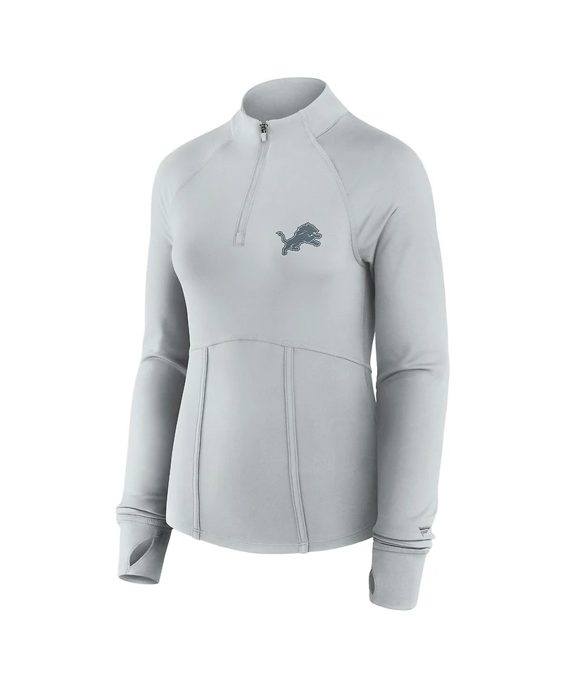 Fanatics Women's Gray Detroit Lions Elements Raglan Quarter-Zip Jacket