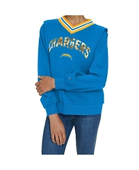 Tommy Hilfiger Women's Powder Blue Los Angeles Chargers Alice V-Neck Pullover Sweatshirt