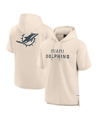 Fanatics Men's Cream Miami Dolphins Elements Future Ground Lettering Short Sleeve Pullover Hoodie
