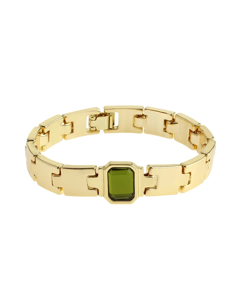 Steve Madden Olivine Gem Watch Chain Bracelet