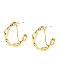 Steve Madden Gold Collegiate C Link Chain Hoop Earrings