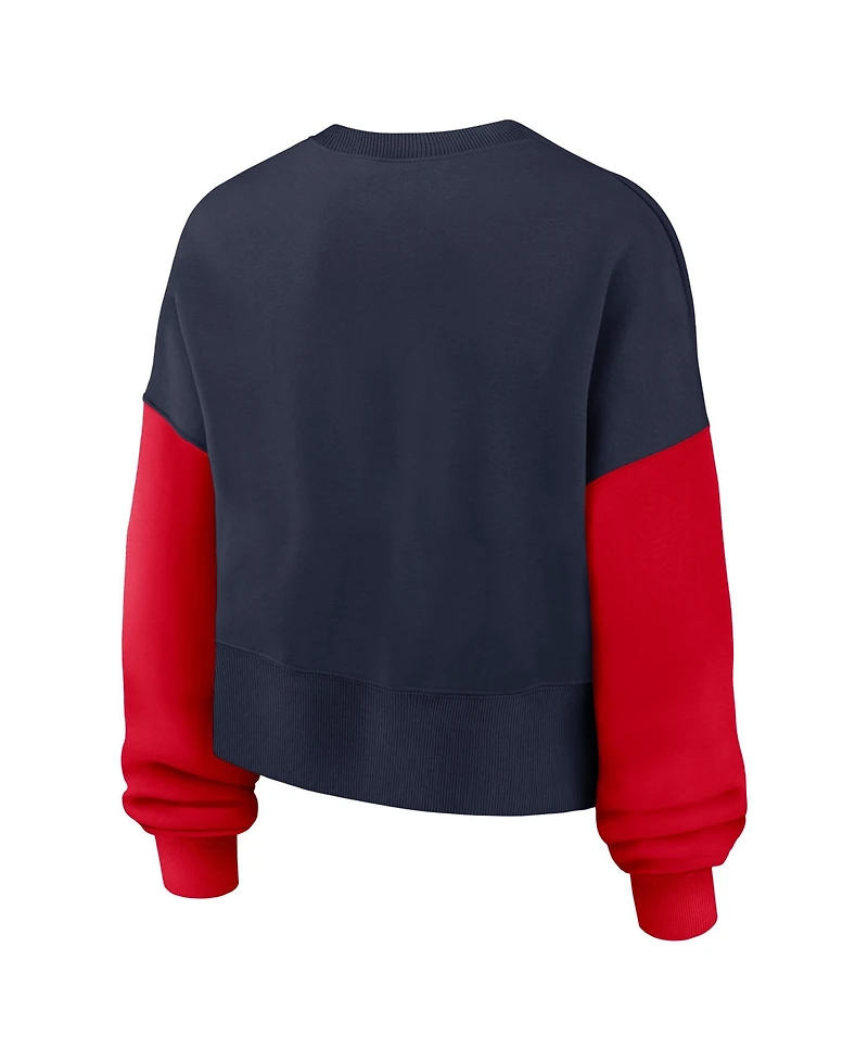 Nike Women's Navy New England Patriots Oversized Color-Block Pullover Sweatshirt