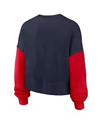 Nike Women's Navy New England Patriots Oversized Color-Block Pullover Sweatshirt