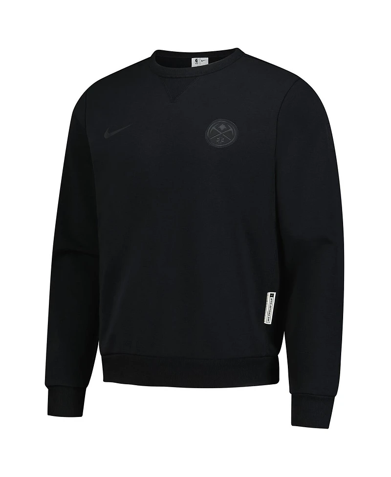 Nike Men's Black Denver Nuggets Authentic Standard Issue Travel Dri-fit Pullover Sweatshirt