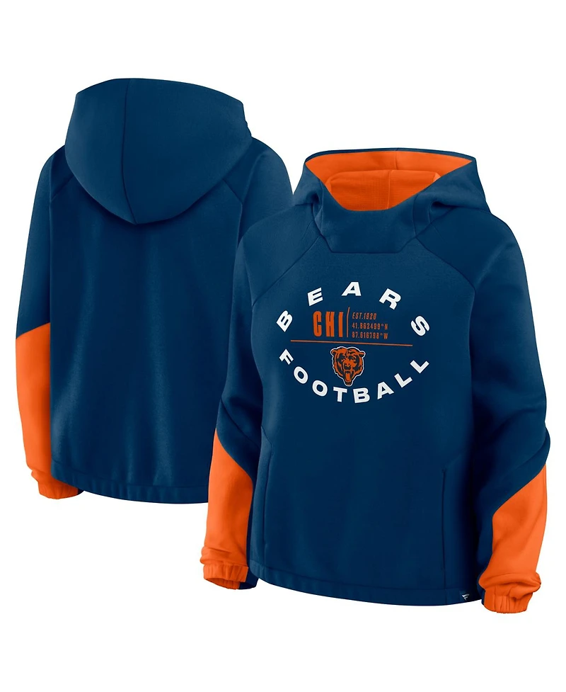 Fanatics Women's Navy Chicago Bears Oversized Redzone Bubble Screen Pullover Hoodie