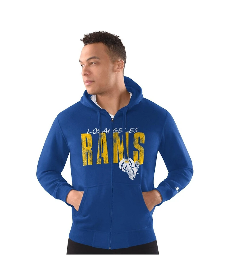 Starter Men's Royal Los Angeles Rams Distressed Classic Full-Zip Hoodie