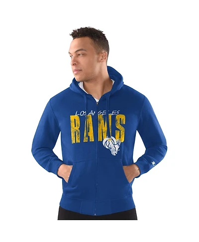 Starter Men's Royal Los Angeles Rams Distressed Classic Full-Zip Hoodie