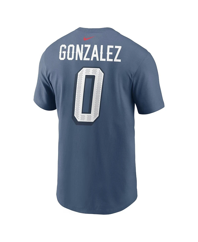 Nike Men's Christian Gonzalez Storm Blue New England Patriots 2025 Rivalries Collection Player Name Number T-Shirt