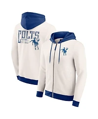 Darius Rucker Collection by Fanatics Men's Cream Indianapolis Colts Distressed Graphics Full-Zip Hoodie