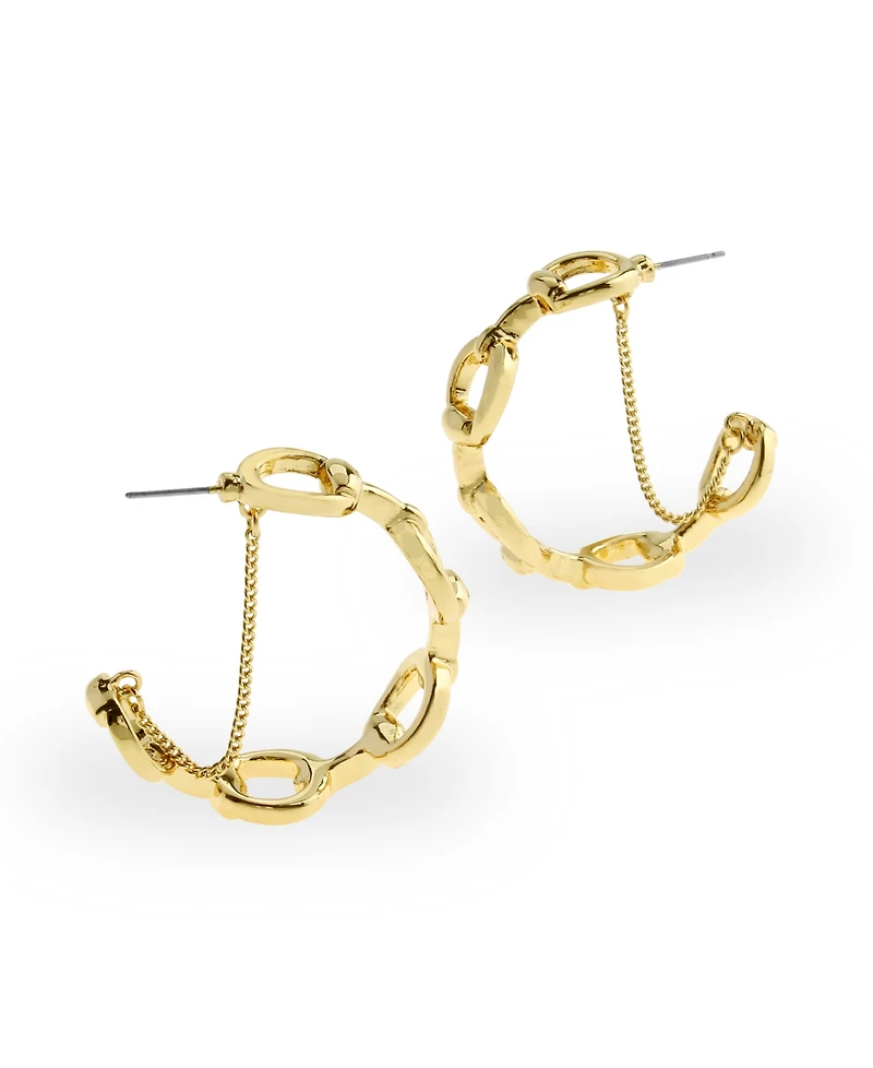 Steve Madden Gold Collegiate C Link Chain Hoop Earrings