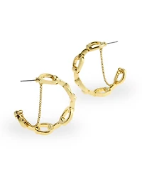 Steve Madden Gold Collegiate C Link Chain Hoop Earrings