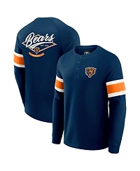 Darius Rucker Collection by Fanatics Men's Navy Chicago Bears Waffle-Knit Raglan Long Sleeve Henley T-Shirt